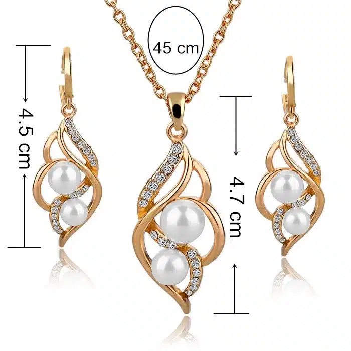 TOUCHEART Simulated Pearl Indian Wedding Jewelry Sets for Women Bridal Crystal Gold color Earrings Statement Necklaces SET140024 16