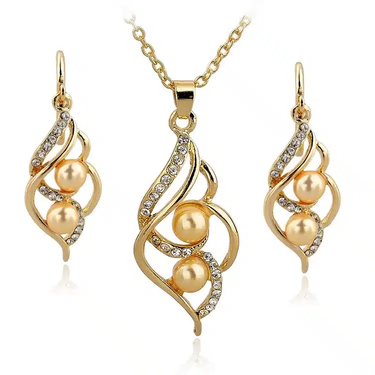 TOUCHEART Simulated Pearl Indian Wedding Jewelry Sets for Women Bridal Crystal Gold color Earrings Statement Necklaces SET140024 22