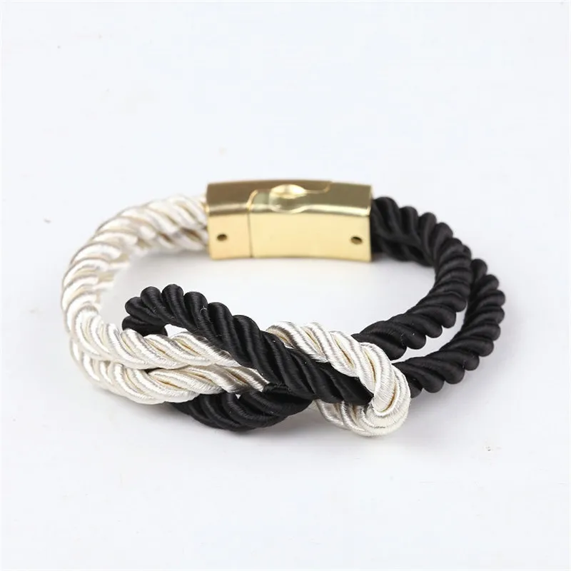 2017 Hot Fashion Bracelets Braided Rope Chain With a Magnetic Clasp With Bow Charm of Leather Men and Women Jewelry Bangles 13