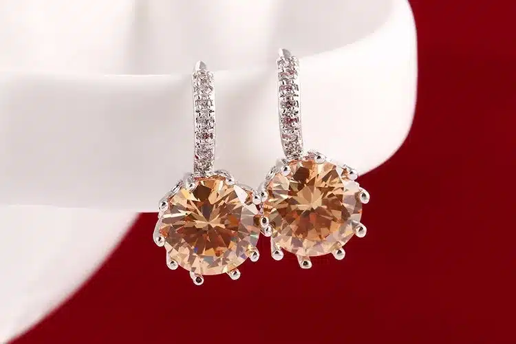 Fashion Alloy Silver-Plated 5 Color Geometry Crystal Earrings Simple Jewelry Design Round Zirconia Stud Earrings For Women 8