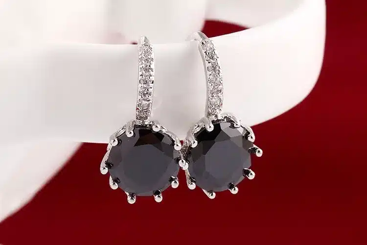 Fashion Alloy Silver-Plated 5 Color Geometry Crystal Earrings Simple Jewelry Design Round Zirconia Stud Earrings For Women 9