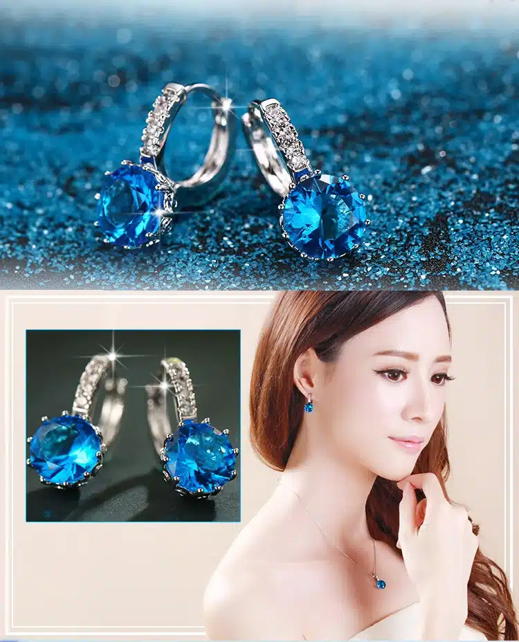 Fashion Alloy Silver-Plated 5 Color Geometry Crystal Earrings Simple Jewelry Design Round Zirconia Stud Earrings For Women 11