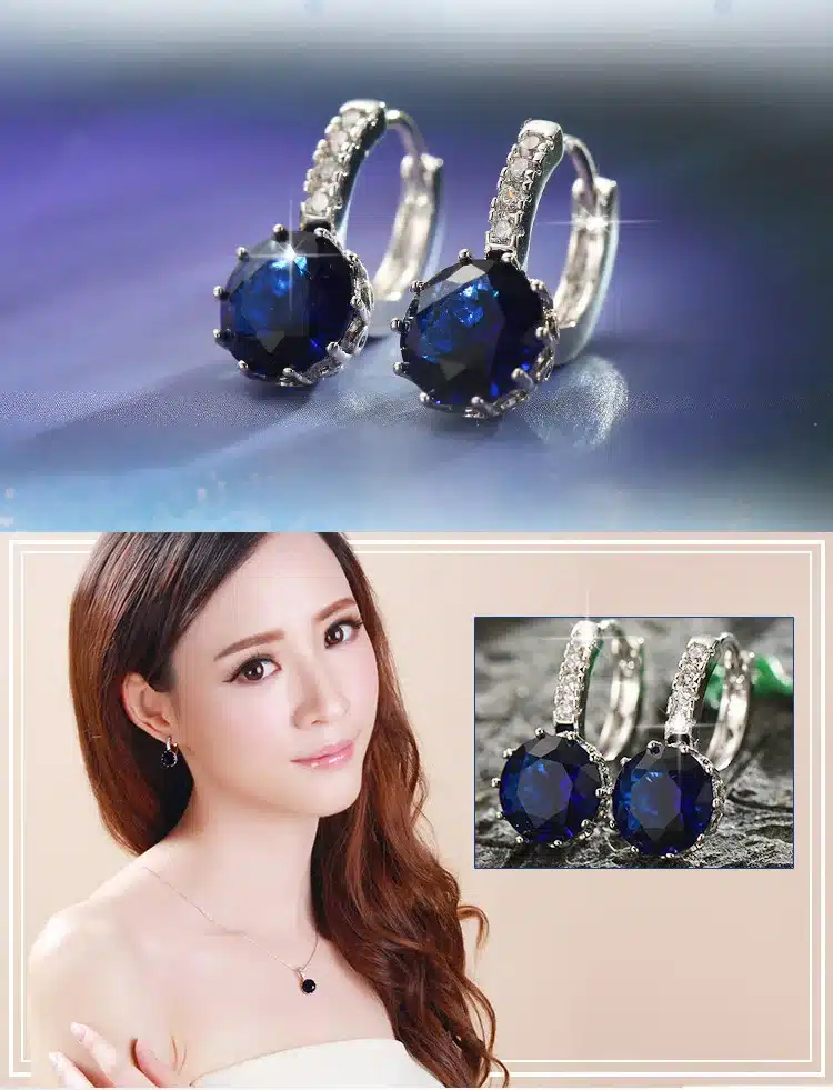 Fashion Alloy Silver-Plated 5 Color Geometry Crystal Earrings Simple Jewelry Design Round Zirconia Stud Earrings For Women 13