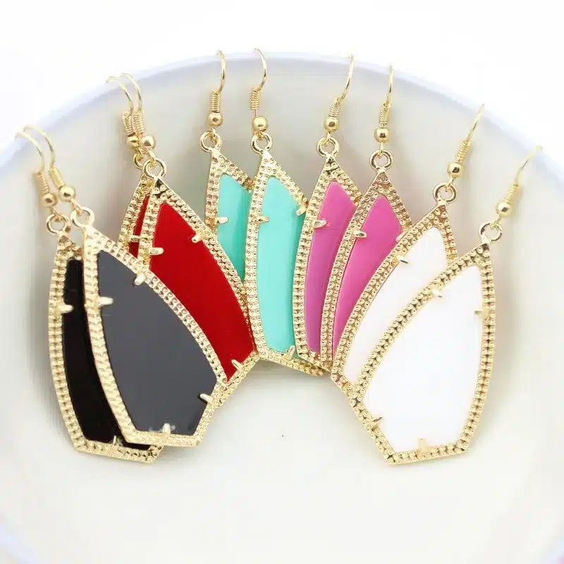 E2399 Gold Kite Inspired Design Gold Frame Rhombus Earrings American Fashion Southern Style Women Boutique Jewelry Wholesale 13
