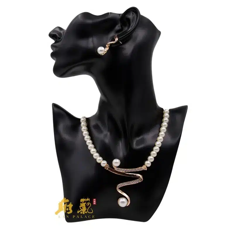 Fine jewelry pearl set nigerian wedding african beads gold color simulated pearl necklace stud earring free shipping 11