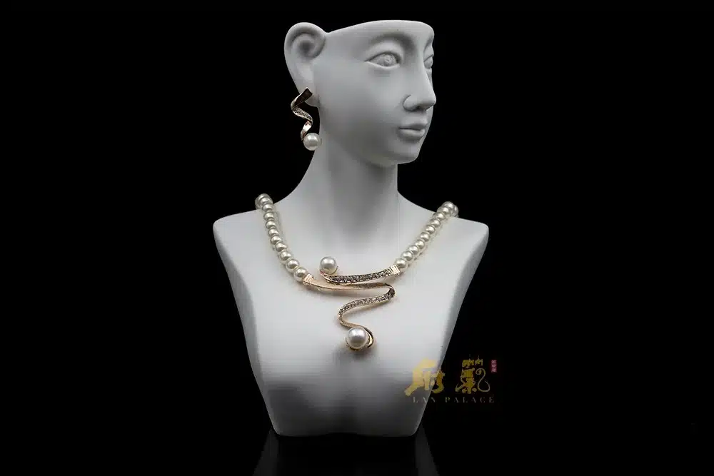 Fine jewelry pearl set nigerian wedding african beads gold color simulated pearl necklace stud earring free shipping 13