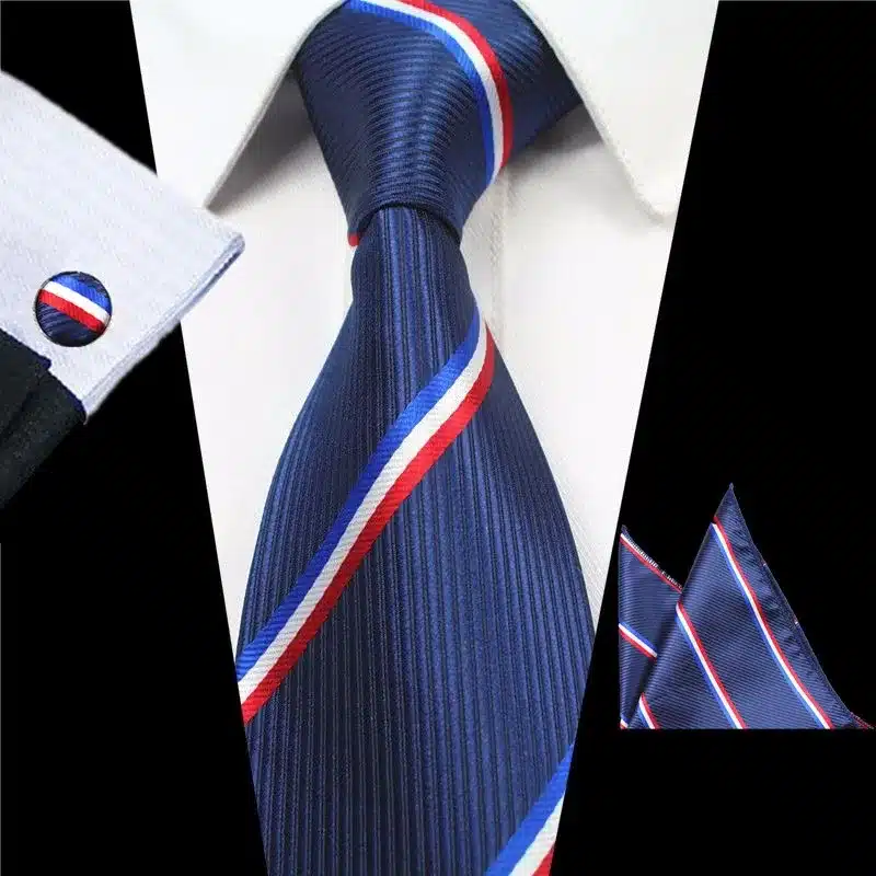 JEMYGINS New Fashion Plaid Tie Set 100% Silk Jacquard Men Necktie Gravata Hanky Cufflinks Set Pocket Square Mens Tie for Wedding 17