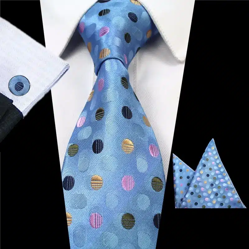 JEMYGINS New Fashion Plaid Tie Set 100% Silk Jacquard Men Necktie Gravata Hanky Cufflinks Set Pocket Square Mens Tie for Wedding 21