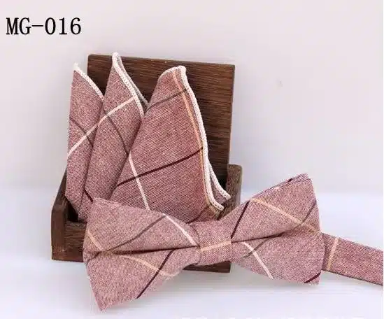 Check bowknot set Classic cotton Jacquard Woven Men Butterfly Bow Tie BowTie Pocket Square Handkerchief Suit Set handkerchief 2