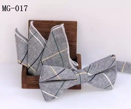 Check bowknot set Classic cotton Jacquard Woven Men Butterfly Bow Tie BowTie Pocket Square Handkerchief Suit Set handkerchief 3