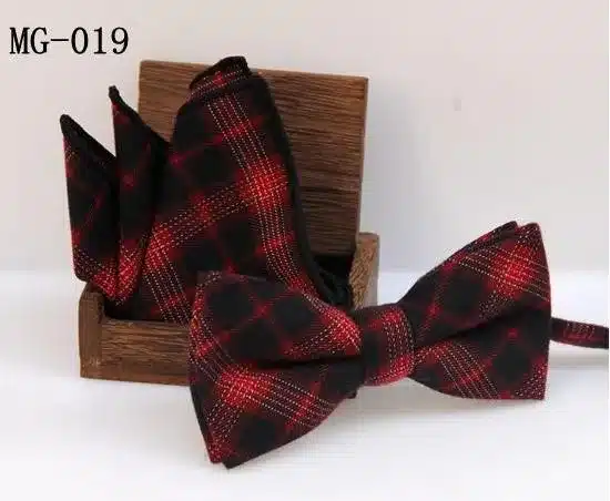 Check bowknot set Classic cotton Jacquard Woven Men Butterfly Bow Tie BowTie Pocket Square Handkerchief Suit Set handkerchief 5