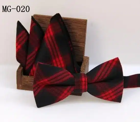 Check bowknot set Classic cotton Jacquard Woven Men Butterfly Bow Tie BowTie Pocket Square Handkerchief Suit Set handkerchief 6