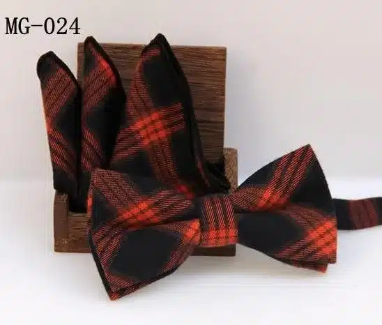 Check bowknot set Classic cotton Jacquard Woven Men Butterfly Bow Tie BowTie Pocket Square Handkerchief Suit Set handkerchief 10