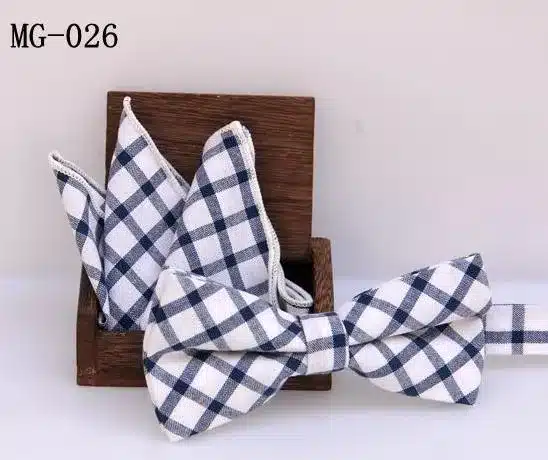 Check bowknot set Classic cotton Jacquard Woven Men Butterfly Bow Tie BowTie Pocket Square Handkerchief Suit Set handkerchief 12