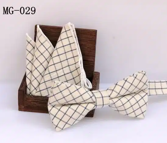 Check bowknot set Classic cotton Jacquard Woven Men Butterfly Bow Tie BowTie Pocket Square Handkerchief Suit Set handkerchief 15