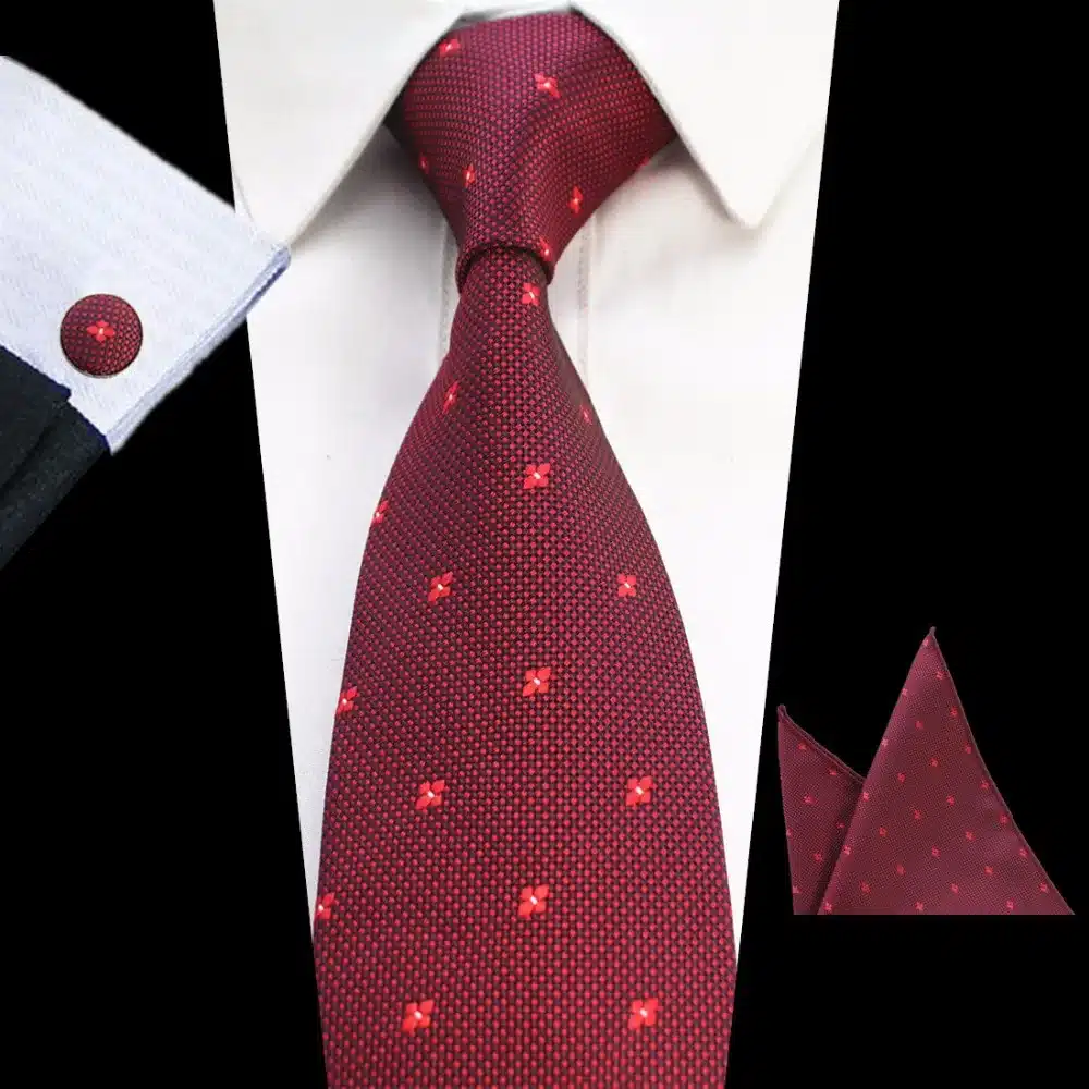 GUSLESON New Design 8cm Plaid Striped Tie Set Jacquard Woven Mens Necktie Gravata Hanky Cufflinks Set Mens Tie for Wedding Party 20