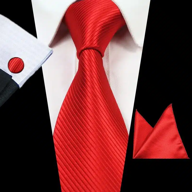 RBOCOTT Classic 8cm Tie Set For Men Silk Jacquard Woven Plaid Ties Handkerchief Cufflinks Set Mens Striped Wedding Necktie 20