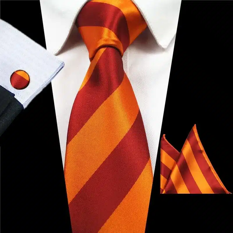 RBOCOTT Classic 8cm Tie Set For Men Silk Jacquard Woven Plaid Ties Handkerchief Cufflinks Set Mens Striped Wedding Necktie 24