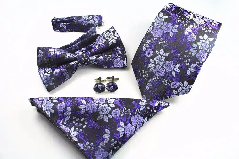 GUSLESON New Plaid Paisley Tie Set 100% Silk Jacquard Mens Necktie Gravata Hanky Cufflinks Bowtie Set Mens Tie for Wedding Party 20