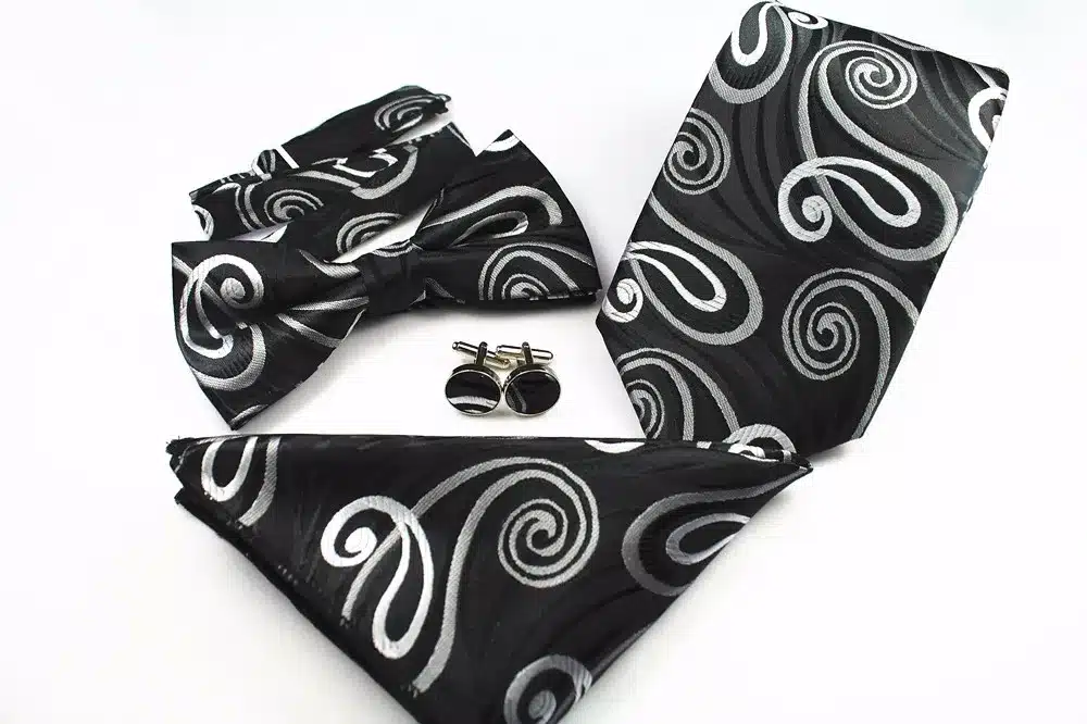 GUSLESON New Plaid Paisley Tie Set 100% Silk Jacquard Mens Necktie Gravata Hanky Cufflinks Bowtie Set Mens Tie for Wedding Party 23