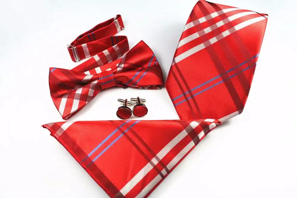 GUSLESON New Plaid Paisley Tie Set 100% Silk Jacquard Mens Necktie Gravata Hanky Cufflinks Bowtie Set Mens Tie for Wedding Party 29