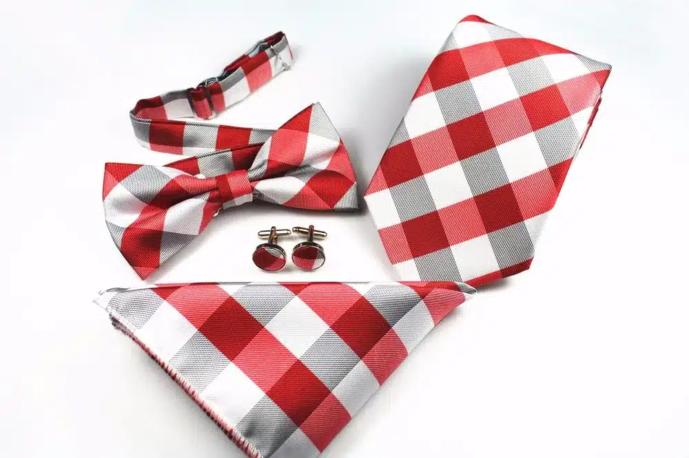 GUSLESON New Plaid Paisley Tie Set 100% Silk Jacquard Mens Necktie Gravata Hanky Cufflinks Bowtie Set Mens Tie for Wedding Party 30