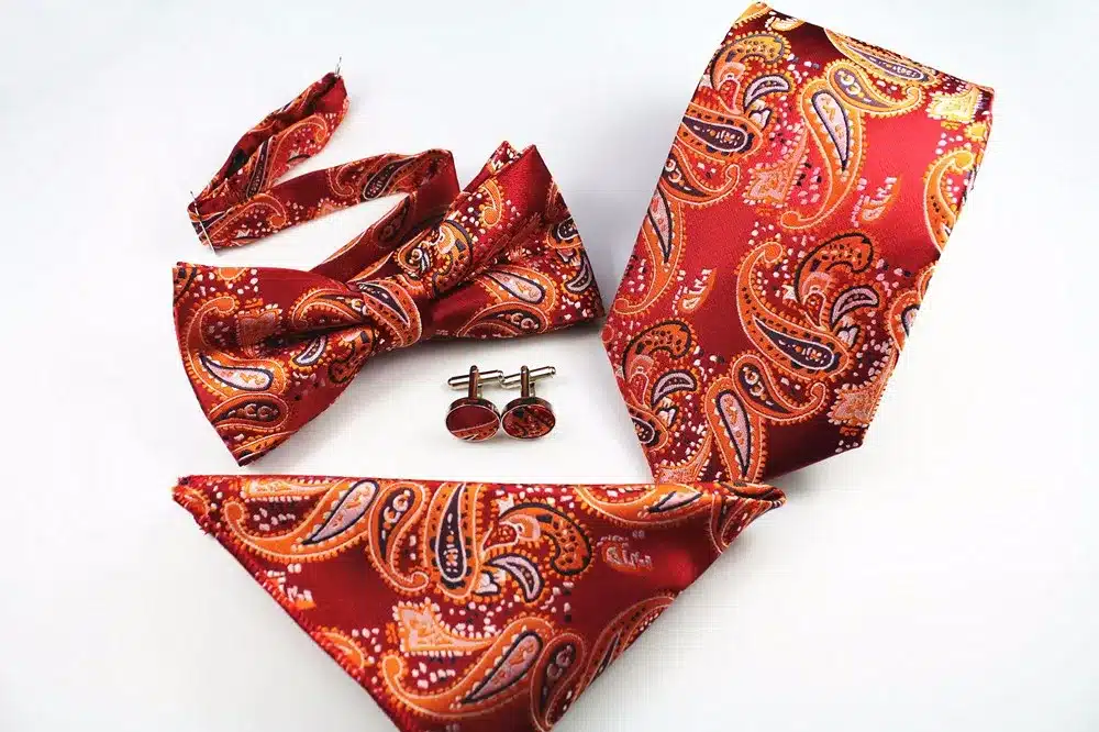 GUSLESON New Plaid Paisley Tie Set 100% Silk Jacquard Mens Necktie Gravata Hanky Cufflinks Bowtie Set Mens Tie for Wedding Party 31