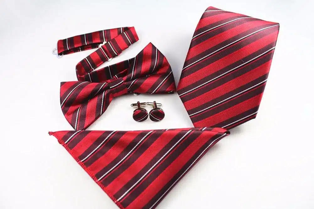 GUSLESON New Plaid Paisley Tie Set 100% Silk Jacquard Mens Necktie Gravata Hanky Cufflinks Bowtie Set Mens Tie for Wedding Party 33