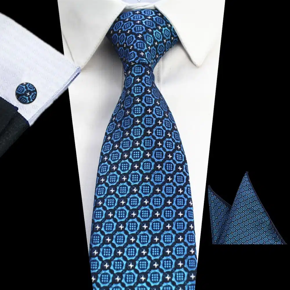RBOCOTT 8cm Tie Sets New Design For Men Plaid & Dot & Paisley Tie Handkerchief Cufflinks Sets Business Wedding Party Neck Ties 25