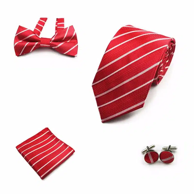 JEMYGINS 4PCS Tie Set Men Bow Tie and Handkerchief Bowtie Cufflinks 8cm Necktie 100% Silk Ties For Business Wedding Party Hombre 17