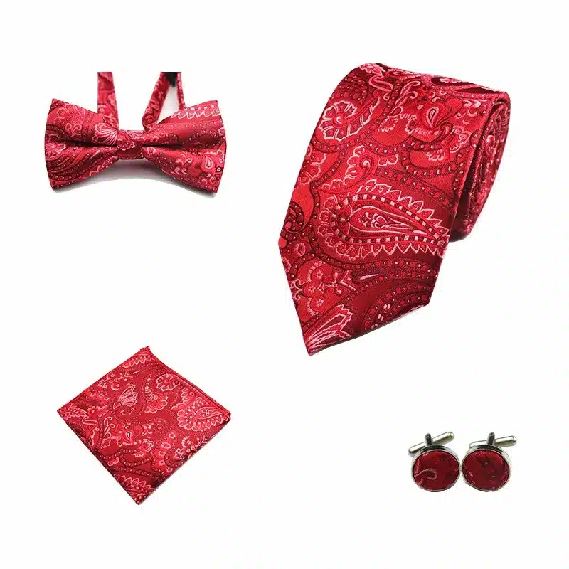 JEMYGINS 4PCS Tie Set Men Bow Tie and Handkerchief Bowtie Cufflinks 8cm Necktie 100% Silk Ties For Business Wedding Party Hombre 19