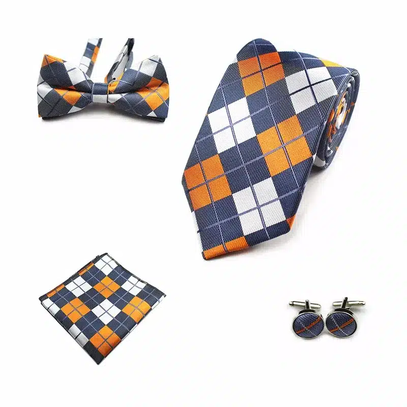 JEMYGINS 4PCS Tie Set Men Bow Tie and Handkerchief Bowtie Cufflinks 8cm Necktie 100% Silk Ties For Business Wedding Party Hombre 29
