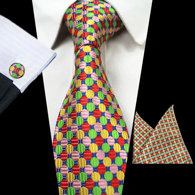 RBOCOTT 8cm Silk Jacquard Woven Mens Plaid Tie Red Paisley Tie Hanky Cufflinks Set Classic Brown Neck Ties For Wedding Business 11