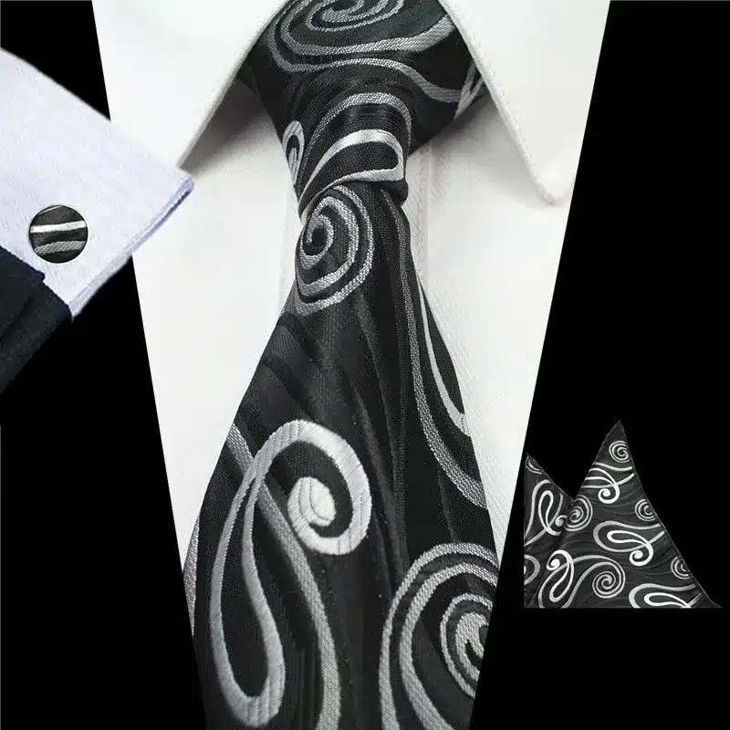 RBOCOTT 8cm Silk Jacquard Woven Mens Plaid Tie Red Paisley Tie Hanky Cufflinks Set Classic Brown Neck Ties For Wedding Business 22