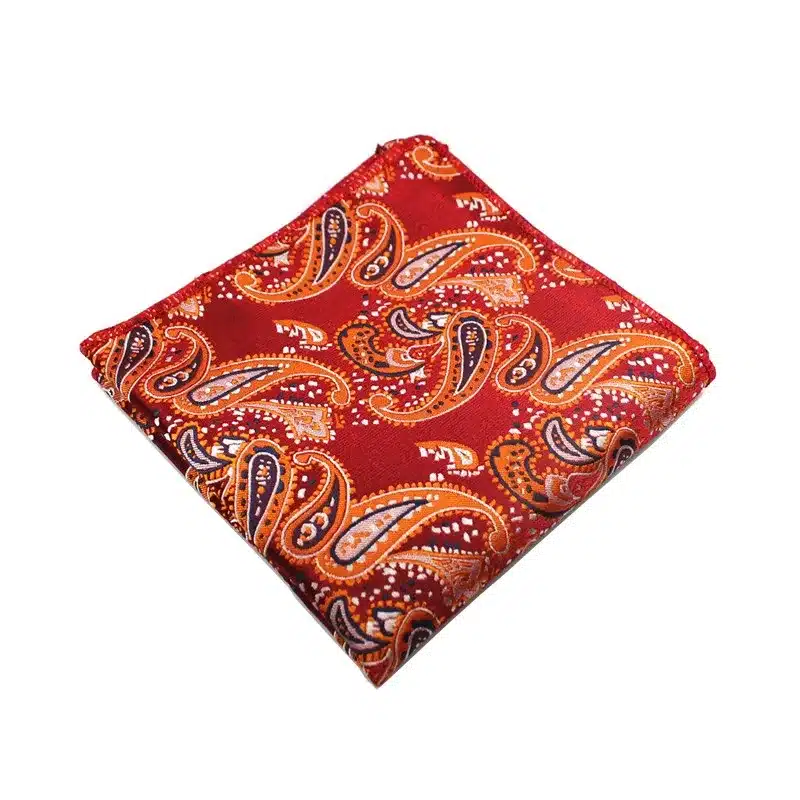 RBOCOTT 8cm Silk Jacquard Woven Mens Plaid Tie Red Paisley Tie Hanky Cufflinks Set Classic Brown Neck Ties For Wedding Business 34