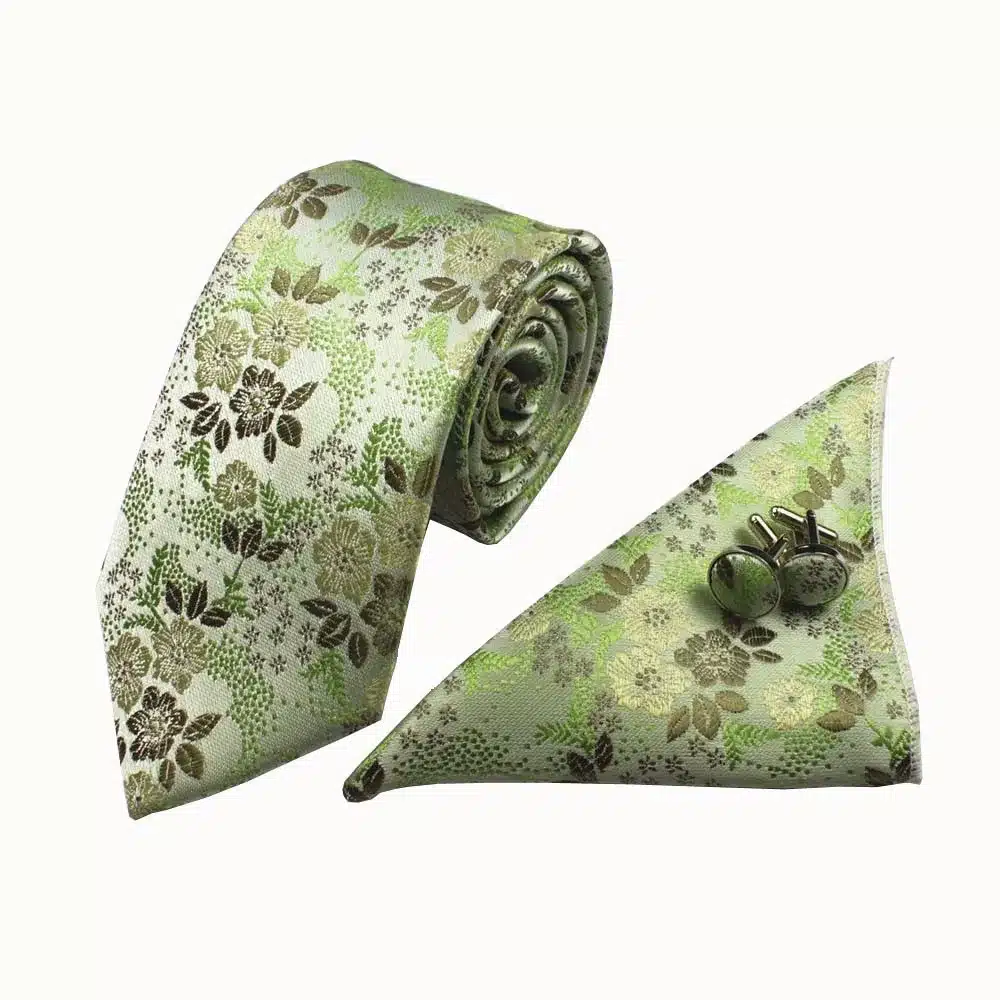 GUSLESON Men Tie Floral 100% Silk Jacquard Woven Necktie Gravata Corbatas Hanky Cufflinks Tie Set for Men Formal Wedding Party 20