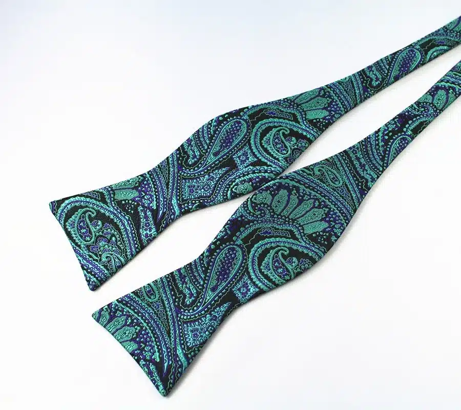 RBOCOTT Paisley Floral 100% Silk Jacquard Woven Bow Ties And Handkerchief Set Self Bowtie Hanky Set For Wedding Party 11