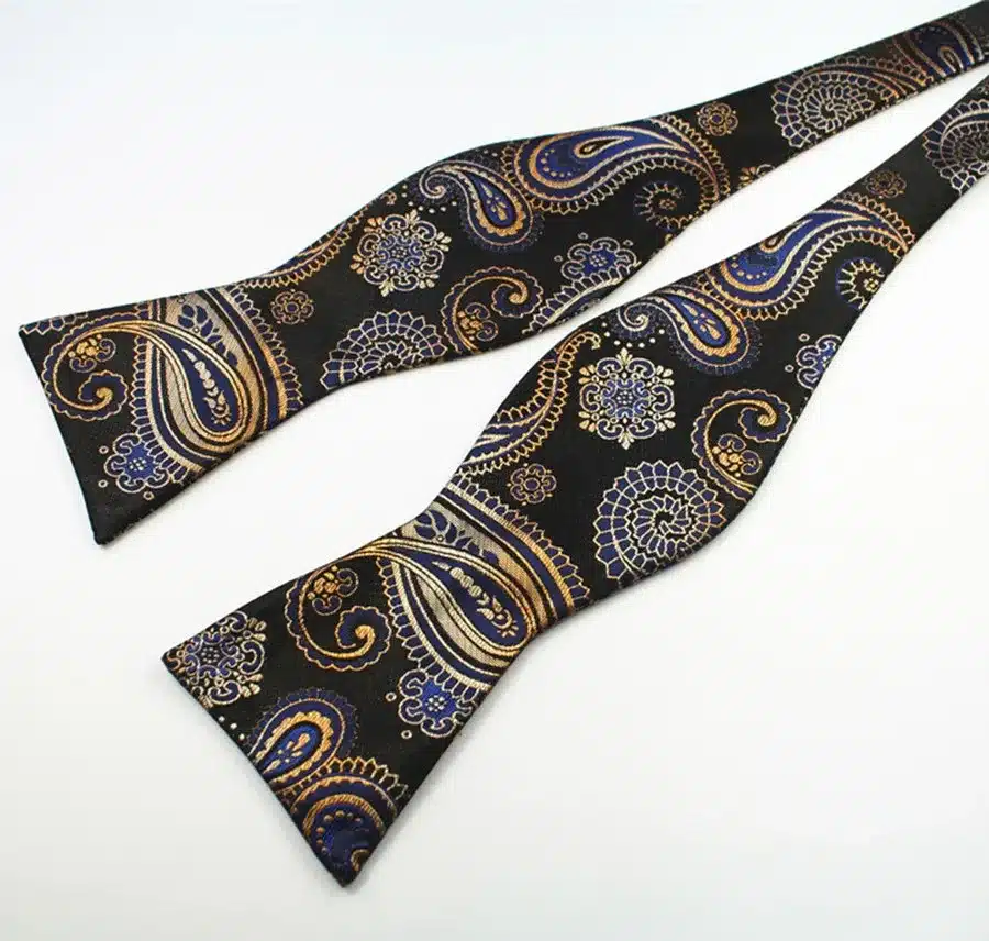 RBOCOTT Paisley Floral 100% Silk Jacquard Woven Bow Ties And Handkerchief Set Self Bowtie Hanky Set For Wedding Party 19