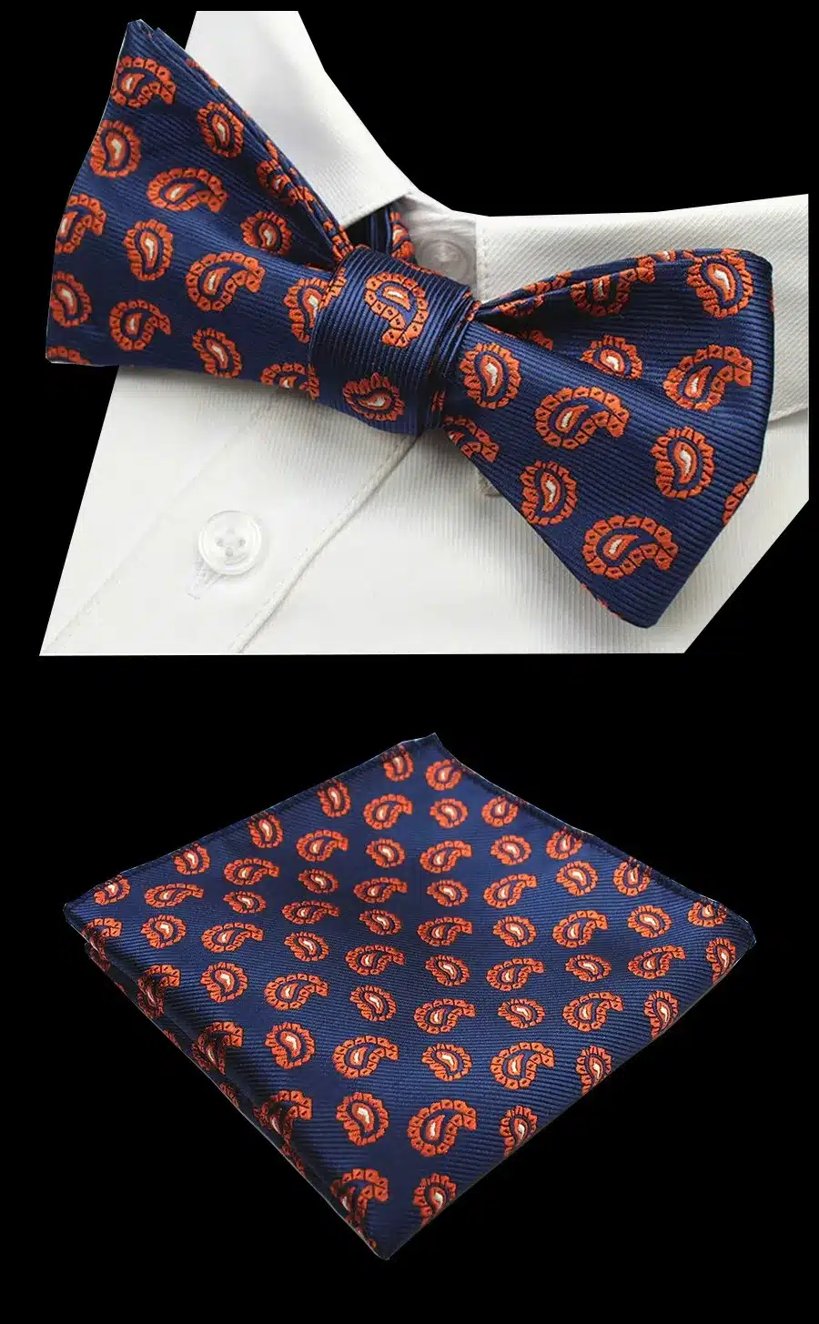 RBOCOTT Paisley Floral 100% Silk Jacquard Woven Bow Ties And Handkerchief Set Self Bowtie Hanky Set For Wedding Party 20