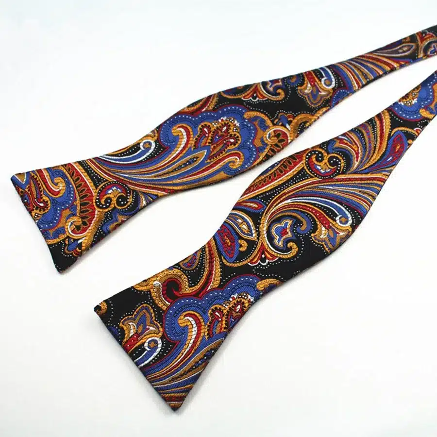RBOCOTT Paisley Floral 100% Silk Jacquard Woven Bow Ties And Handkerchief Set Self Bowtie Hanky Set For Wedding Party 23