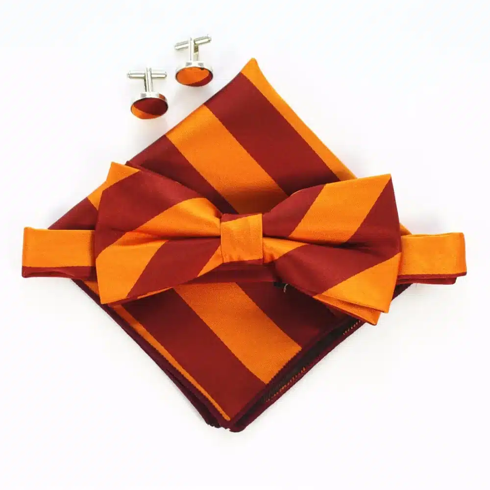 JEMYGINS Fashion Men's Cufflinks Bowtie And Pocket Squares Set Man Bow Tie Handkerchief Set For Wedding Vintage Plaid Hanky 27
