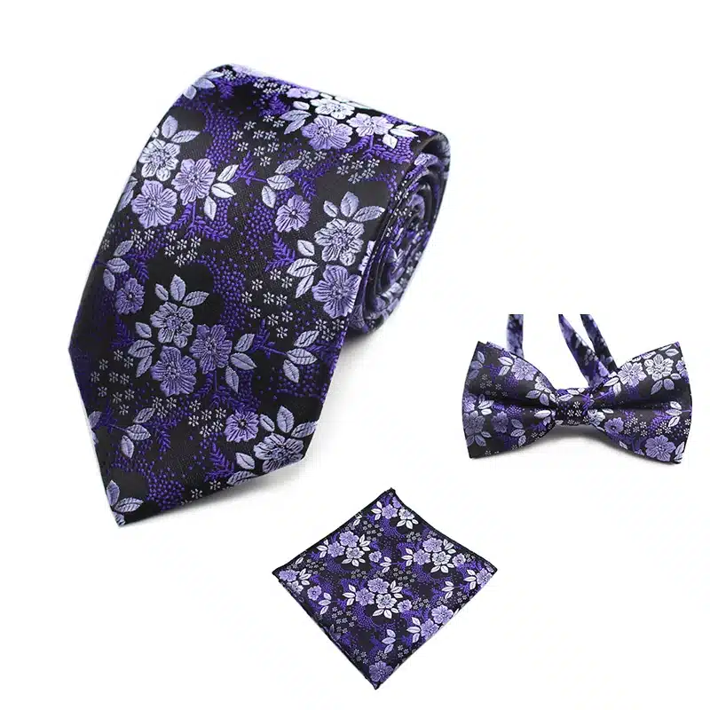 GUSLESON Fashion Wedding Floral Necktie & Pocket Square Towel & Bow Tie Set Mens Suit Papillon Corbatas Handkerchief Tie gravata 20