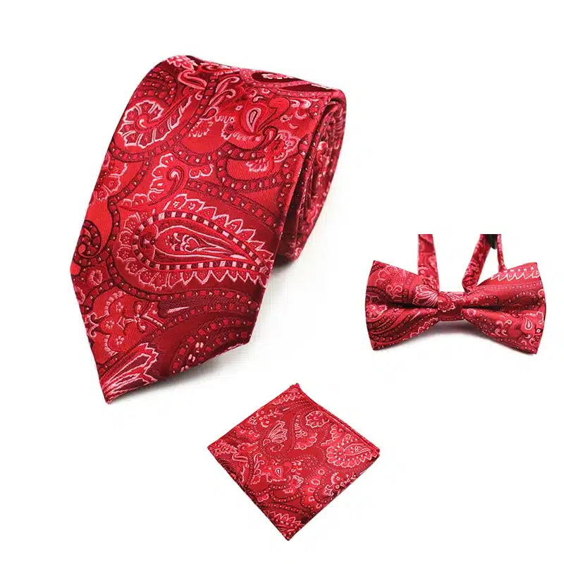 GUSLESON Fashion Wedding Floral Necktie & Pocket Square Towel & Bow Tie Set Mens Suit Papillon Corbatas Handkerchief Tie gravata 21