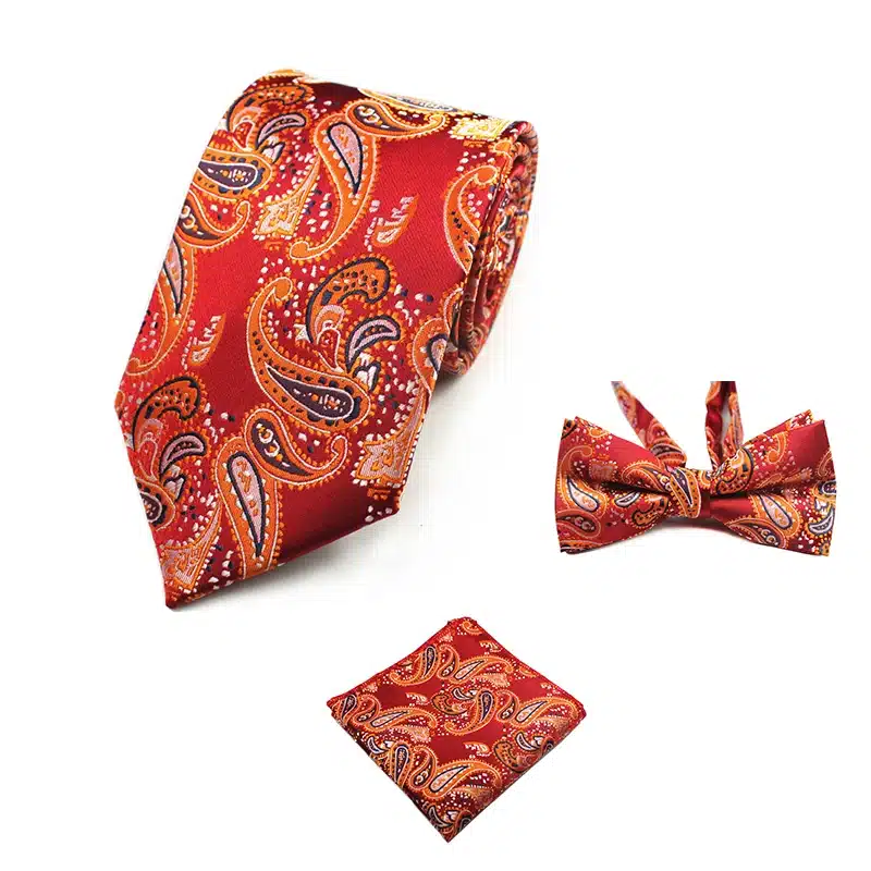 GUSLESON Fashion Wedding Floral Necktie & Pocket Square Towel & Bow Tie Set Mens Suit Papillon Corbatas Handkerchief Tie gravata 27
