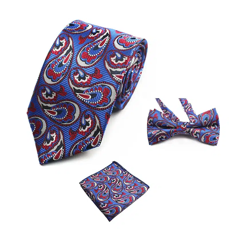 GUSLESON Fashion Wedding Floral Necktie & Pocket Square Towel & Bow Tie Set Mens Suit Papillon Corbatas Handkerchief Tie gravata 30