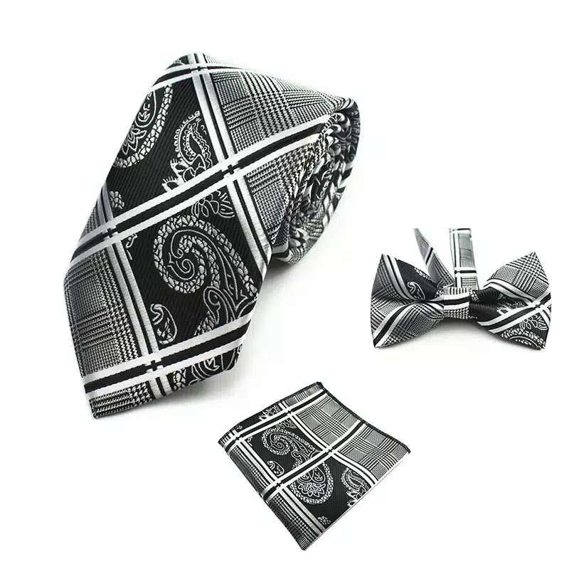 GUSLESON Fashion Wedding Floral Necktie & Pocket Square Towel & Bow Tie Set Mens Suit Papillon Corbatas Handkerchief Tie gravata 32