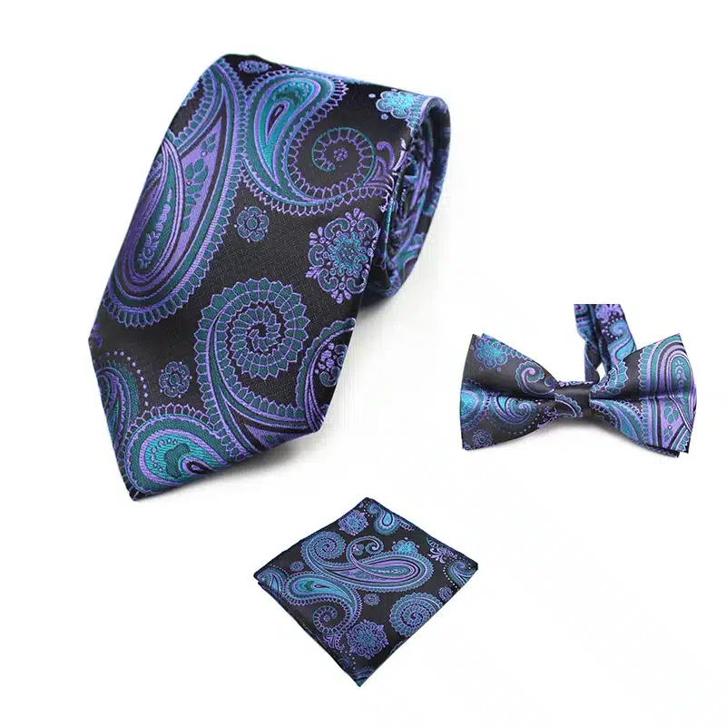 GUSLESON Fashion Wedding Floral Necktie & Pocket Square Towel & Bow Tie Set Mens Suit Papillon Corbatas Handkerchief Tie gravata 33