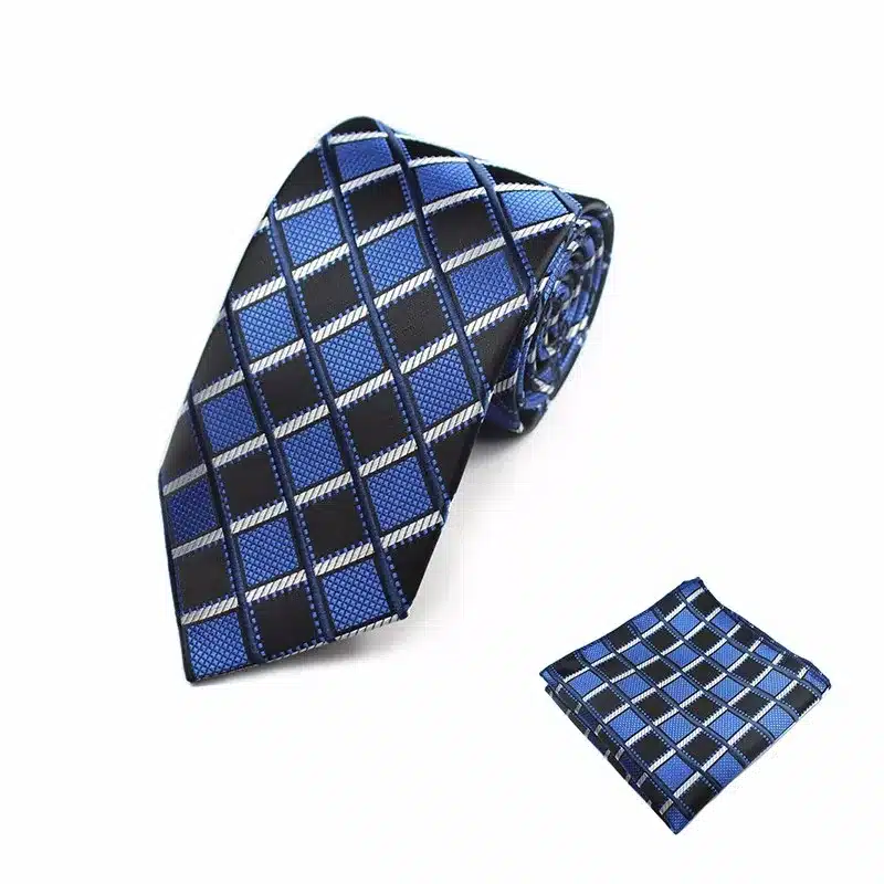 New Design Gents Necktie Plaid Paisley 100% Silk Jacquard Tie Hanky Set Business Wedding Party Ties For Men Free Shipping 19