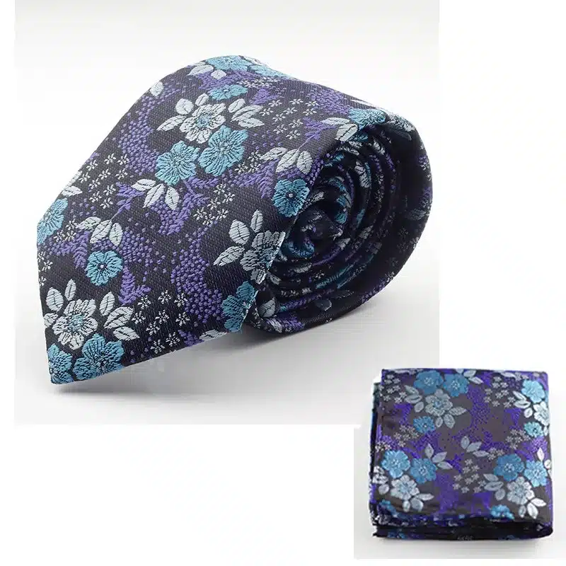GUSLESON New Design Silk Tie Set for Men 7cm Tie Men Handkerchief Necktie Cravate Man Corbatas Hombre Floral Slim Wedding Tie 15