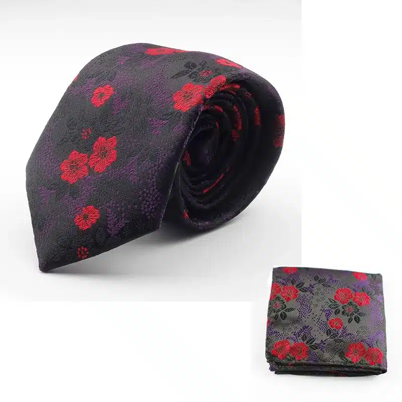 GUSLESON New Design Silk Tie Set for Men 7cm Tie Men Handkerchief Necktie Cravate Man Corbatas Hombre Floral Slim Wedding Tie 16